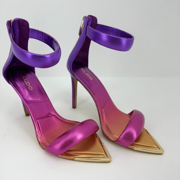 Aldo Shoes - Aldo Womens Ombre Metallic Stiletto Sandals Purple Pink Gold Pointed Toe‎ Size 8